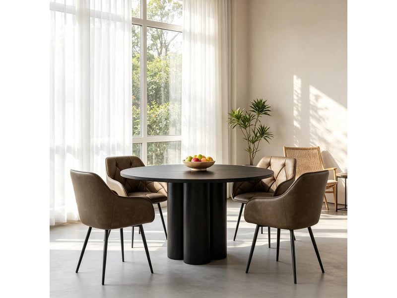  Lot de 2 chaises de salle à manger en similicuir marron foncé T5828P569041 - Conforama E