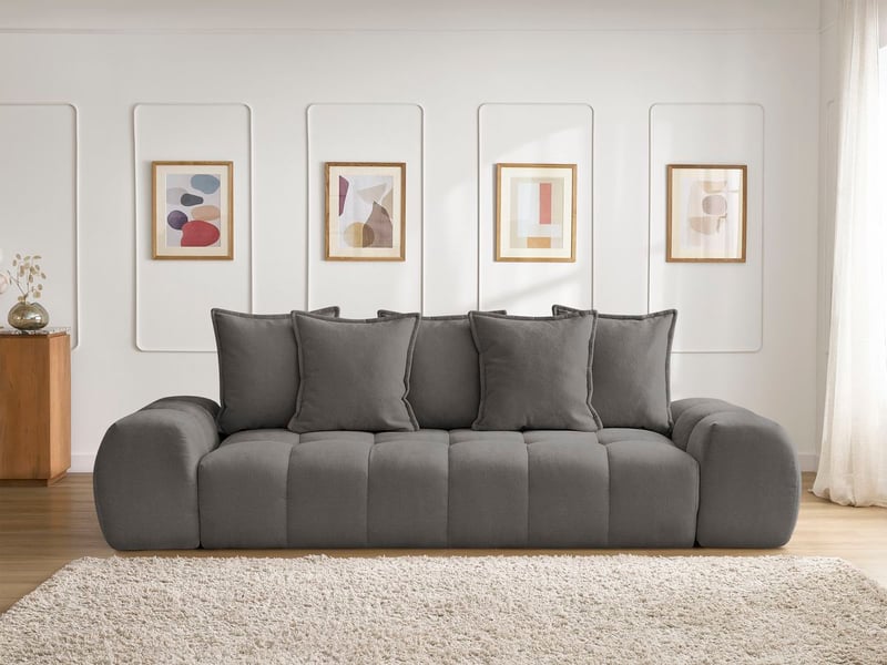  Bobochic canapé droit fixe 3 places everest tissu texturé gris foncé EVEREST - Conforama D