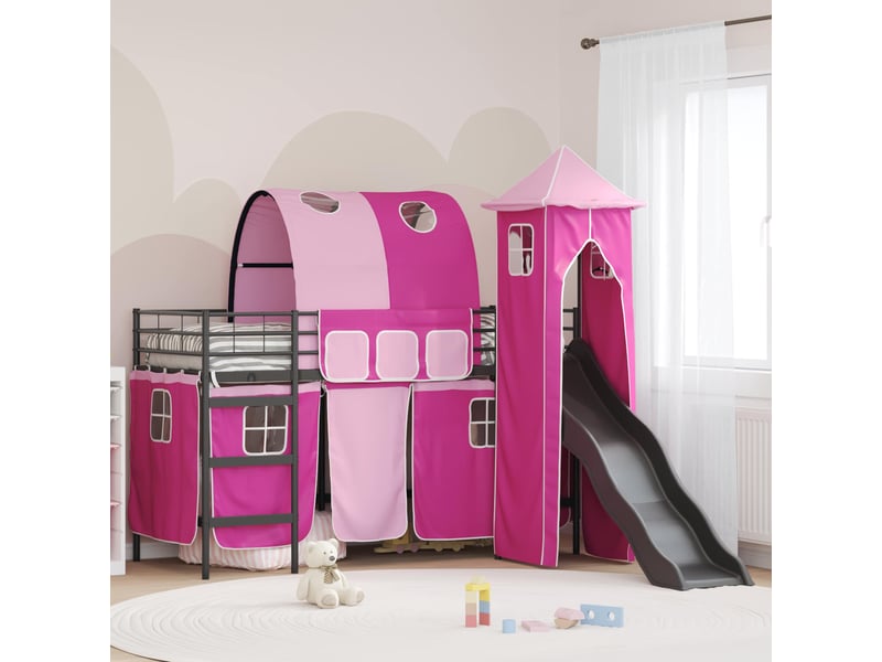  Cadre de lit superposé pour enfants - lit jeune noir et rose 90 x 190 cm  - Conforama B