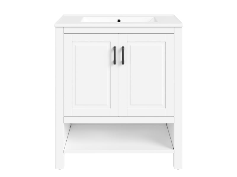  Meuble sous-vasque avec vasque en céramique 2 portes mdf blanc 76.5 x 47 x 83 cm NK000024AAK - Conforama A