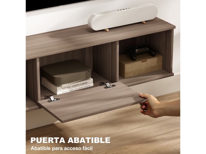  Armoire murale avec deux niches ouvertes, porte abattante centrale, marron, 120 x 30 x 29,5 cm  - Conforama W