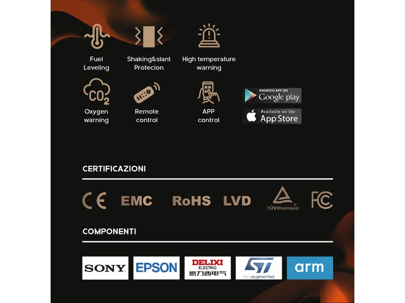  Slim 70 - brûleur à bioéthanol automatique intégré 61 x 16,8 x 12,8 cm 2,4 l application intelligente en acier  - Conforama C