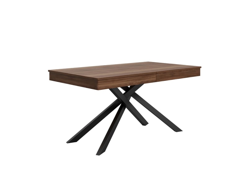  Table à manger 140180 x 80 cm plateau épaissi extensible table de cuisine 6 à 8 places forme rectangulaire pieds en métal style épuré coloris noyer  - Conforama A