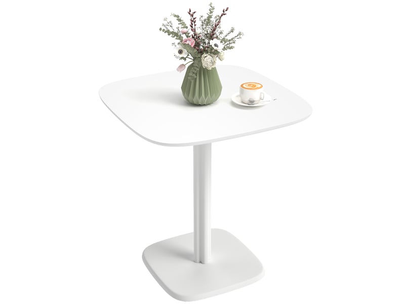  Table à manger pour 4 personne table de cuisine carrée style moderne avec plateau aspect bois, 70 x 70 cm, blanc  - Conforama A