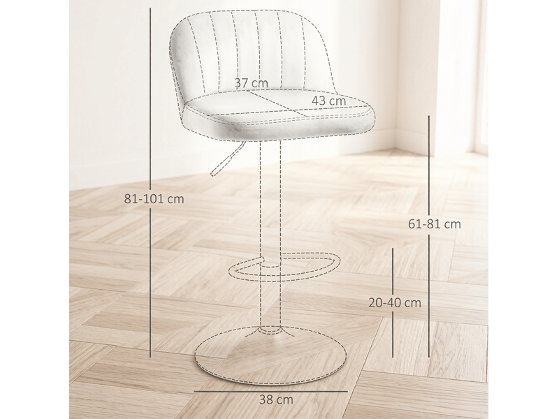  Tabouret de bar lot de 2 réglable en hauteur, pivotant avec dossier en polyester gris et noir  - Conforama C