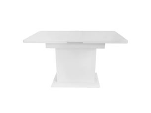 Table extensible blanche avec rangement, structure en métal, format compact pour salle à manger