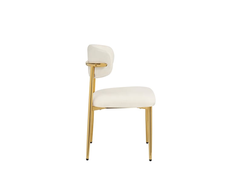  Lot de 4 chaises de salle à manger modernes 51x50x81cm - chaises rembourrées avec piétement doré, charge 125kg, style élégant - blanc et doré  - Conforama R