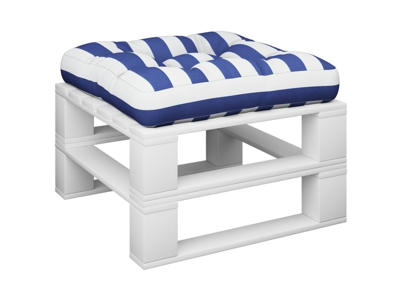  Coussin de palette, coussin de chaise, coussin de canapé rayures bleues et blanches 50x50x12 cm tissu cf55421  - Conforama C