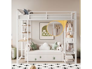 Lit mezzanine 140x200 cm <strong>REDOM</strong> <strong></strong> coloris blanc