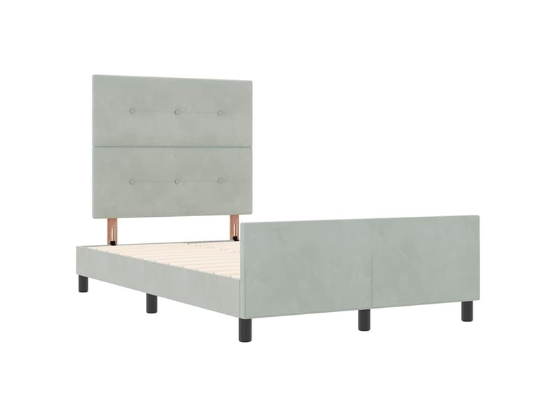 Lit double- lit adulte - lit à ressorts avec tête de lit gris clair 120 x 190 cm velours - Conforama D