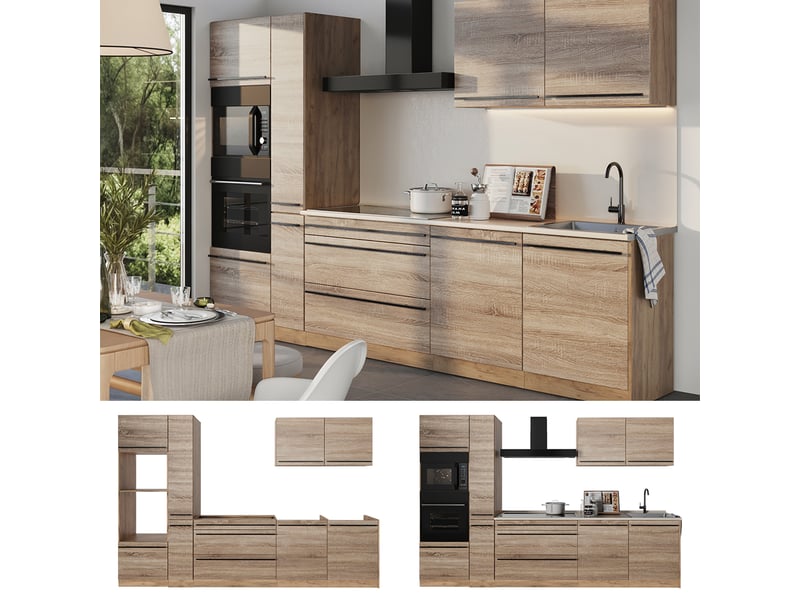  Vicco cuisine, sonomachêne doré, 310cm plan de travail anthracite  - Conforama D