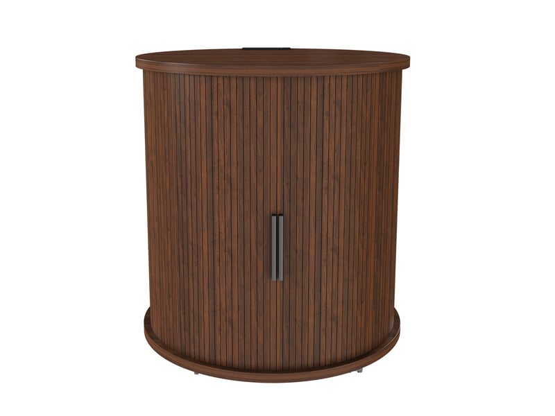 Table de chevet - 60x60x60cm - bout de canapé cylindrique mid-century en mdf avec station de charge - noyer - marron - Conforama A