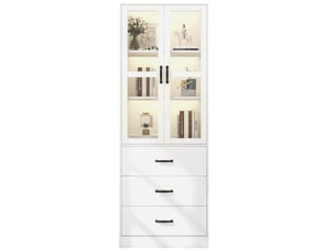 Vitrine coloris blanc 2 étagère(s) OKMYHOME - 60 cmx200 cm