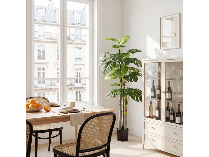  Arbre artificiel plante artificielle monstera h.1,5 m tronc branches lichen feuilles de tortue grand réalisme pot inclus  - Conforama C