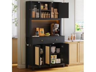 Buffet de cuisine 100x40x180 cm avec led et prises coloris noir