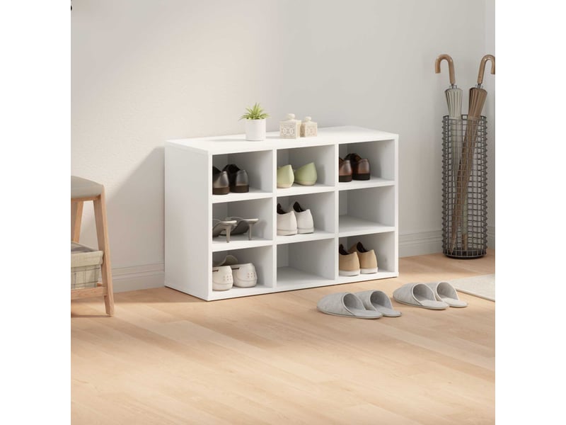 Meuble à chaussure, cabinet à chaussures 77,5x30x51 cm bois d'ingénierie blanc  - Conforama D