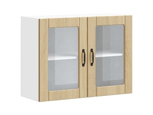 Armoire murale de cuisine avec porte vitrée lucca en chêne sonoma shl6526