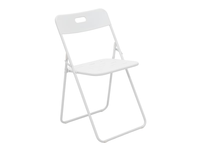  Salon de bistrot pliant extérieur 3 pièces 60x60 cm – blanc – acier avec revêtement e-coating, 2 chaises  - Conforama D