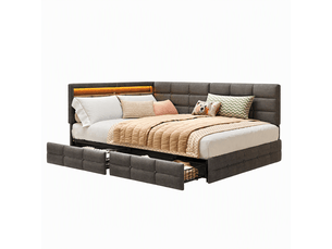 Lit banquette 140x190 cm FOERPL coloris gris
