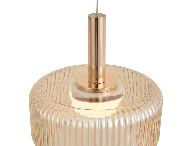  Suspension design fiera or rose avec verre ambré, led intégrée dimmable en 3 étapes, 3 lumières et système easylift  - Conforama D