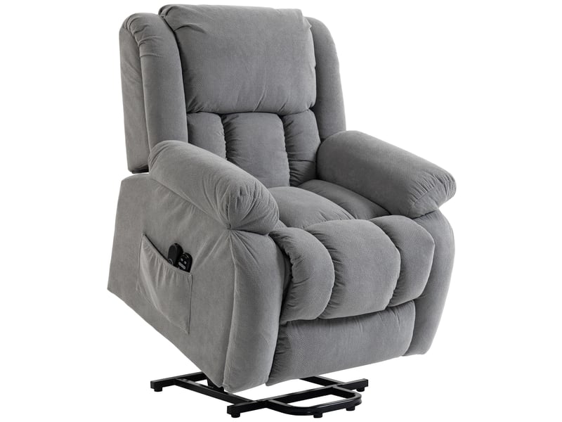  Fauteuil releveur électrique massage et chauffage avec repose-pied, télécommande et poche latérale, dossier inclinable  - Conforama B