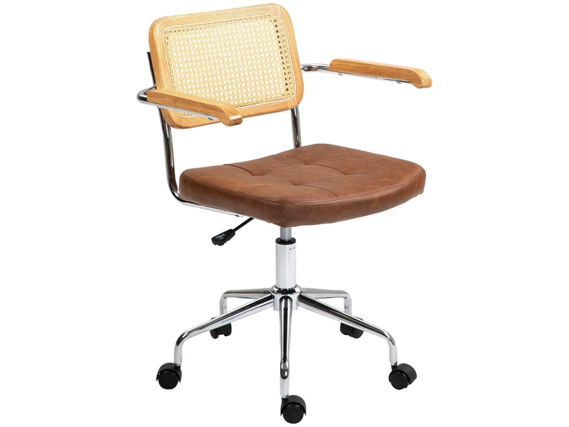  Fauteuil de bureau, chaise bureau, revêtement synthétique, 60x55.5x90cm, marron  - Conforama A