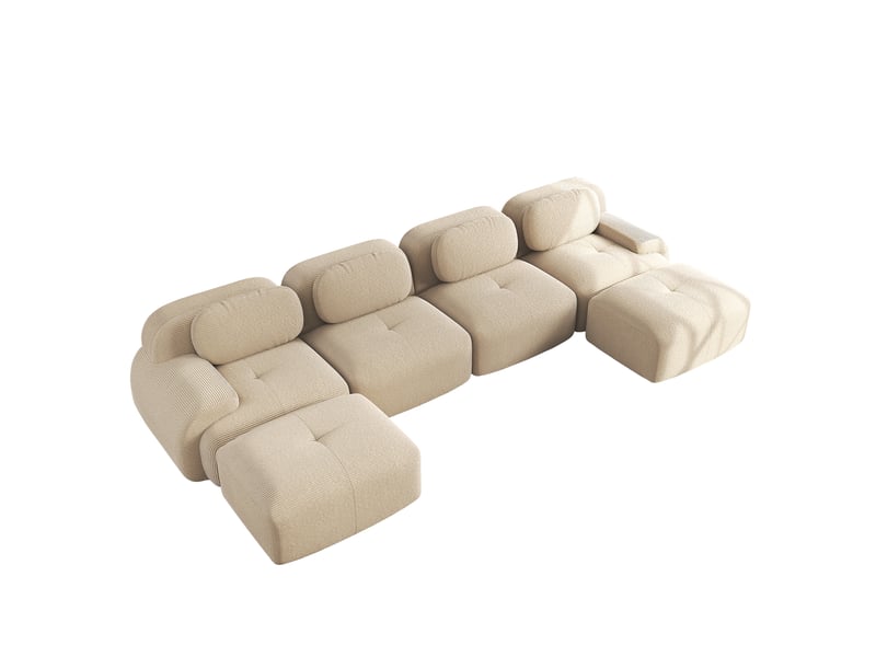  Canapé modulable, canapé de salon, en velours, beige, sans montage, sans structure, chambre, pour salon  - Conforama E