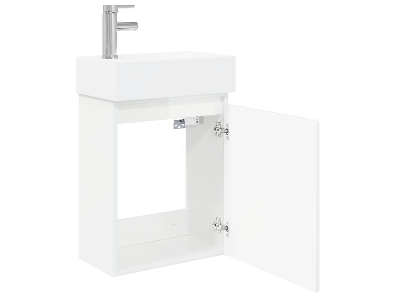  Meuble de rangement salle de bain avec robinet blanc brillant shl7942  - Conforama D