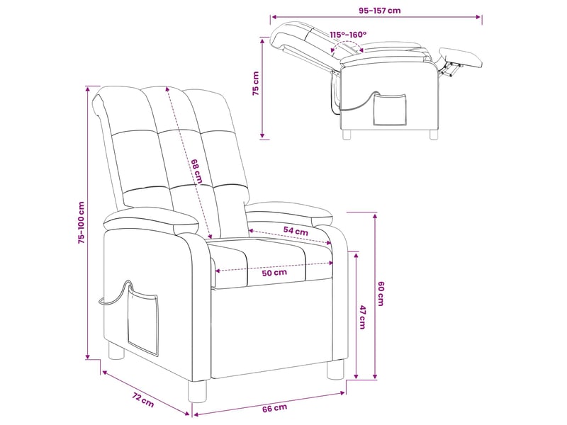  Vidaxl fauteuil de massage inclinable taupe tissu  - Conforama C
