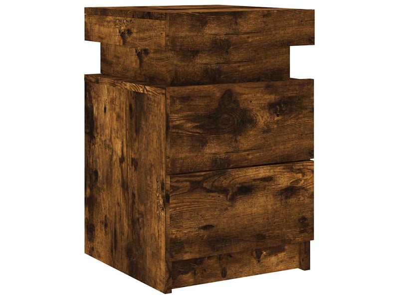 Lot de 2 tables de chevet - cabinet de chevet - table de nuit avec lumières led chêne fumé 35x39x55 cm  - Conforama D