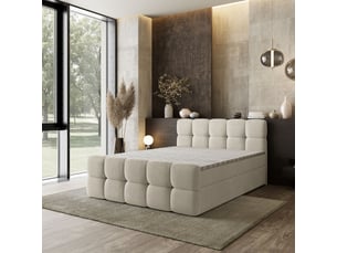 Lit avec rangement 140x200 cm <strong>MASSENO</strong> <strong></strong> coloris beige