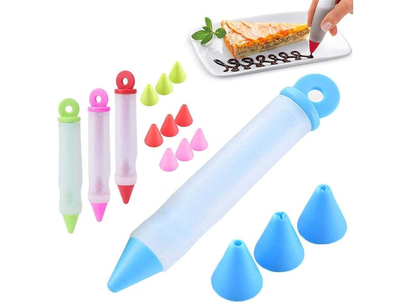Douille patisserie,stylo à ecrire en silicone,4pcs douille patisserie en silicone,poche a douille reutilisable,poches à seringue gâteau - Conforama A