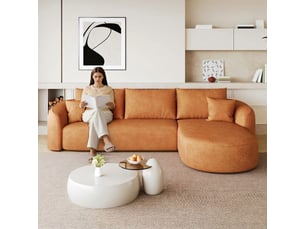 Canapé d'angle en l 266 cm modulable sans montage canapé 3 places orange