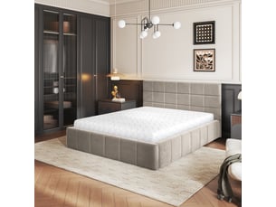 Lit coffre 140x200 cm <strong>MASSENO</strong>  <strong></strong> coloris beige