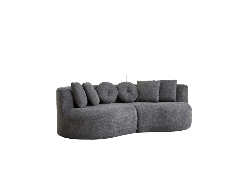 Canapé modulable, canapé de salon, en chenille, sans accoudoirs, pour salon et séjour, forme incurvée - Conforama W