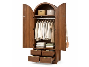 Armoire 2 porte(s) battante 4 tiroir(s) <strong>BEAOK</strong> <strong></strong> coloris marron largeur 80 cm