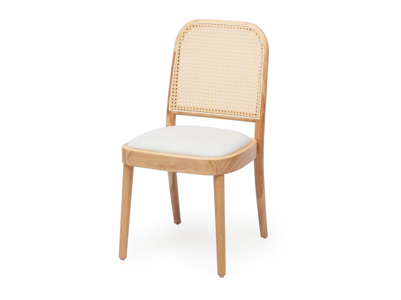  Lot de 6 chaises de salle à manger,52x45x84 cm,bois, lin et rotin,coloris bois clair  - Conforama D