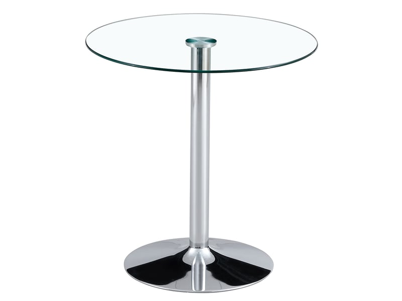  Table haute ronde en verre – design minimaliste argenté – ø 89 x h 92 cm  - Conforama A