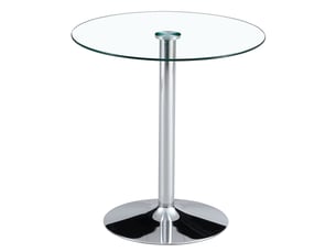 Table haute ronde en verre – design minimaliste argenté – ø 89 x h 92 cm