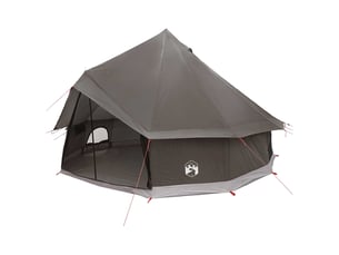 Tente tipi, tente de camping 6 personne marron gris polyester et acier