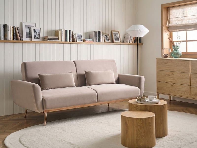 Canapé-lit 3 places eina velours taupe  - Conforama B