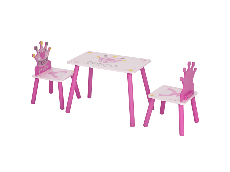  Ensemble table et 2 chaises en bois pour enfants, table 55 x 34 x 42 cm, chaises 28 x 26 x 50 cm, pour enfants de 2 à 4 ans, pour chambre, rose  - Conforama A