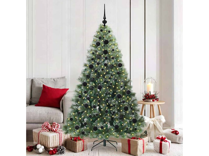 Sapin de noël artificiel, arbre de noël avec 300 led vert 180 cm pe et pvc shl3 - Conforama B