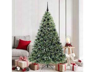Sapin de noël artificiel, arbre de noël avec 300 led vert 180 cm pe et pvc shl3