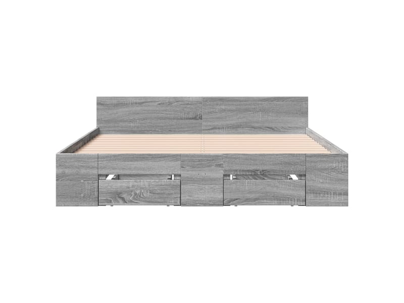  Lit double- lit adulte -  cadre de lit avec tiroirs sans matelas sonoma gris 135x190 cm  - Conforama C
