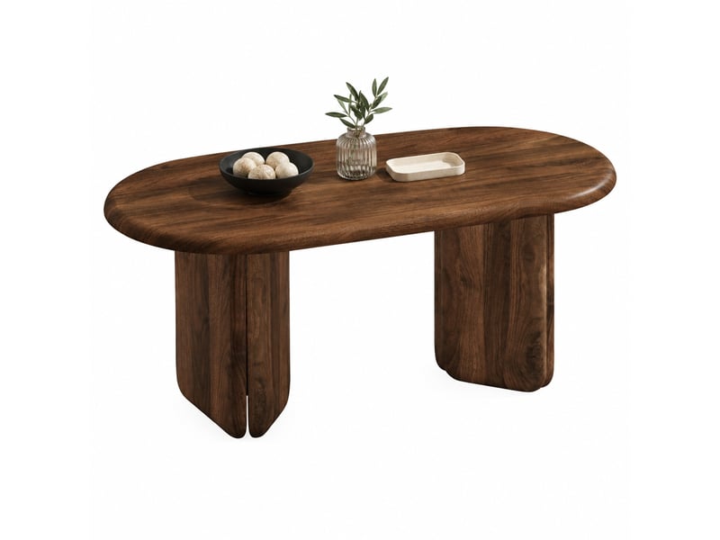 Table basse ovale,99x50x40 cm,style contemporain,mdf,effet noyer - Conforama A