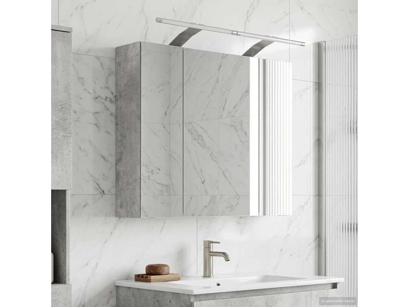Amoire de salle de bain, meuble de salle de bain avec miroir gris béton shl9957 - Conforama D