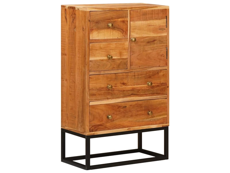  Commode avec porte naturel 55x30x90 cm bois d'acacia massif  - Conforama E
