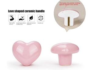 10 unités de boutons de céramique en forme de cœur pour meubles