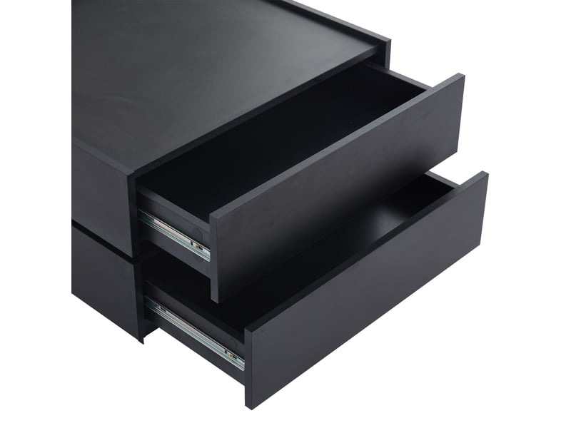 Table basse fonctionnelle pivotante à 360°, plateau rotatif, 2 étagères, rangement, noir, 60×60×38 cm - Conforama D